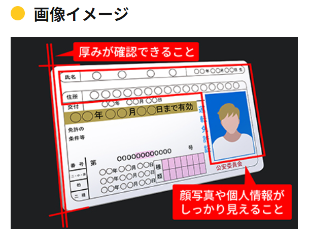 IS6FX　身分証明書の厚みが 確認できる斜め画像