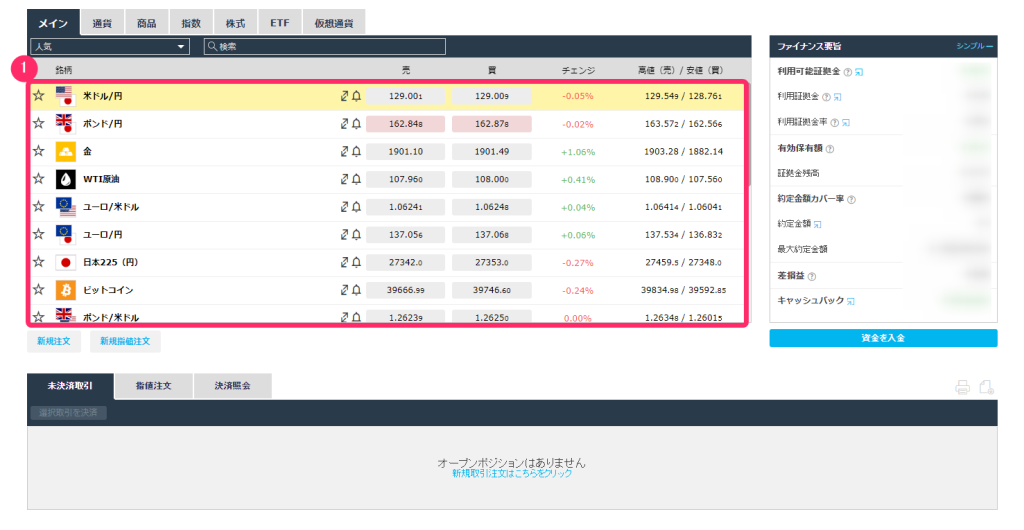 iFOREX　プラットフォーム注文方法１