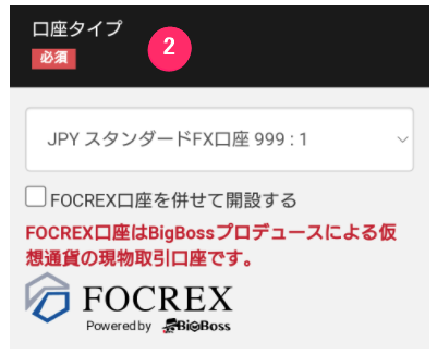 BigBoss　スマホ　口座開設手順２