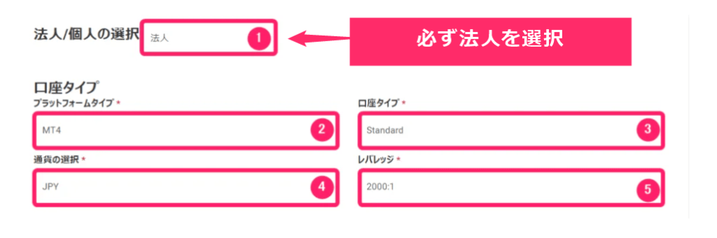 LAND-FX　口座開設フォーム