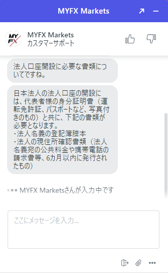 MYFX Markets　サポートデスク