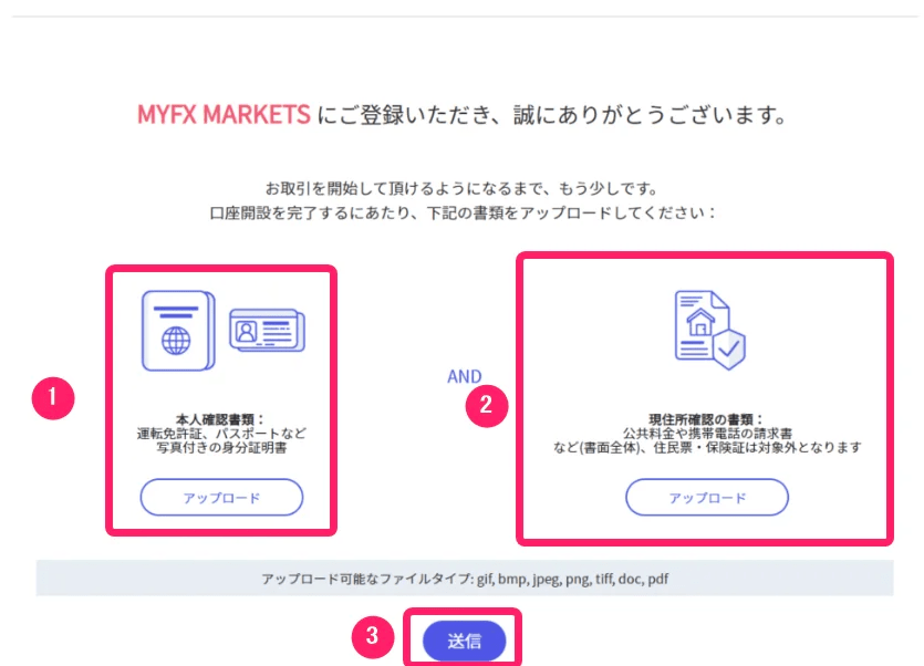 MYFX Markets　法人口座開設手順８